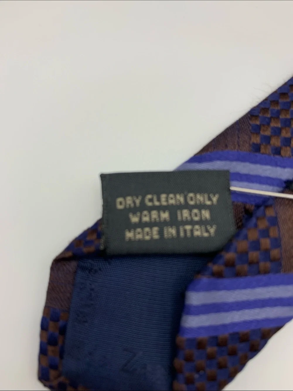 Ermenegildo Zegna Silk Tie Brown Purple Geometric Woven Made in Italy